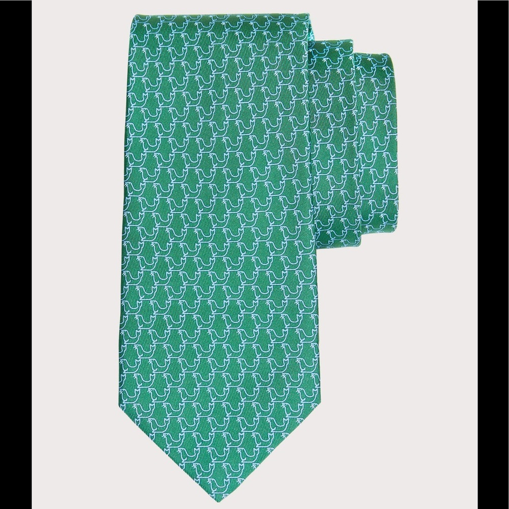Salvatore Ferragamo Seal Print Silk Tie In Green NWT